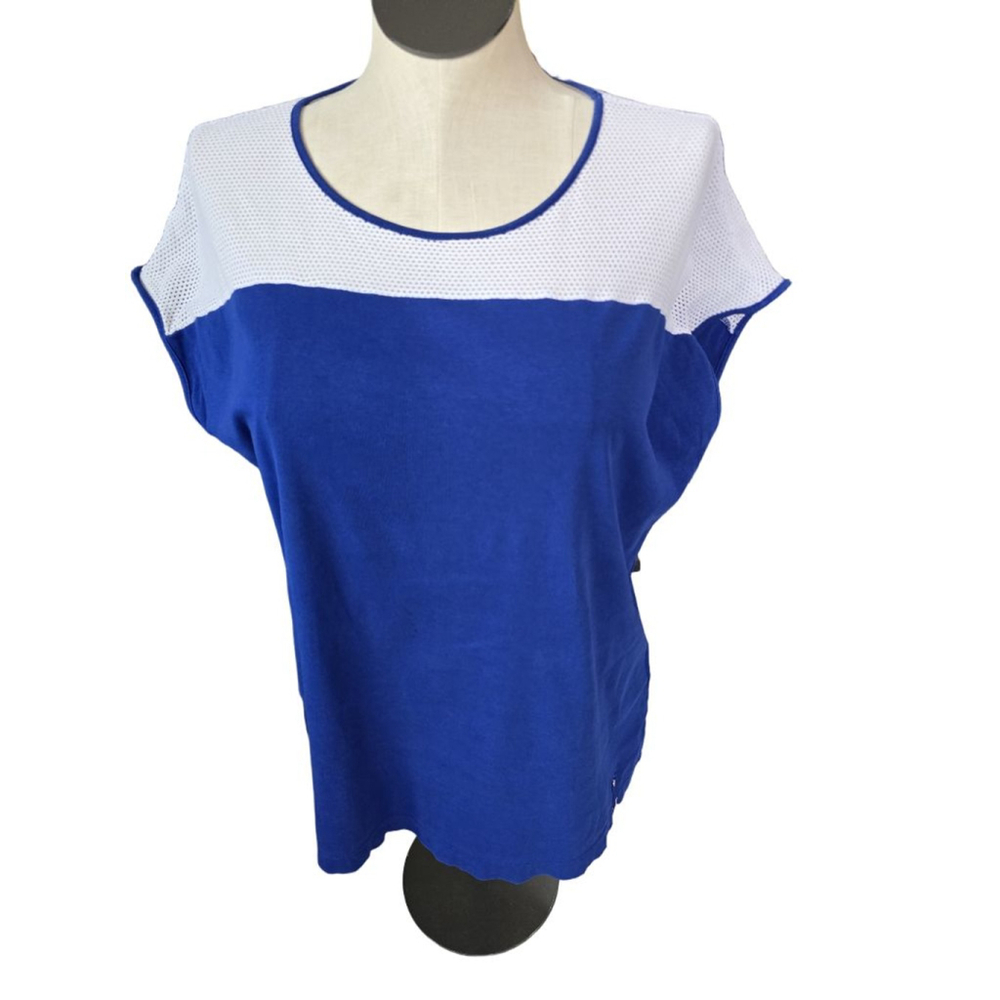 Women's Lauren Ralph Lauren Blue & White Short Sleeve Tee XL
